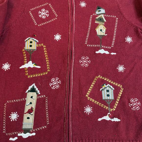 Croft & Barrow Cardigan Zip Sweater GrannyCore Knit Birdhouse XL Womens Winter - Picture 4 of 10